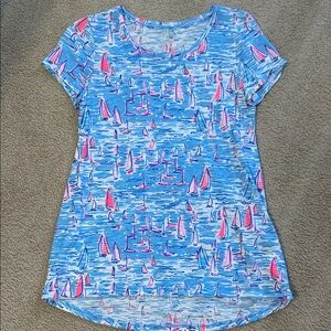 Lilly Pulitzer Blue and Pink Sailboat Tee